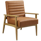 Modway - Jensen Cuir végane Chaise d’accent - Chêne français tanné-Cuir végane rembourré