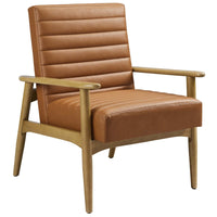 Modway - Jensen Cuir végane Chaise d’accent - Chêne français tanné-Cuir végane rembourré