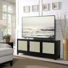 Manhattan Comfort - Meuble TV Sheridan 62,99 po style Mid-Century Modern - Noir-Matériau de canne en PVC de haute qualité avec cadre en MDF finition mélaminée