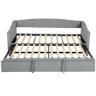 HOMCOM - Lit de jour gigogne 2 places rembourré avec poches de rangement - gris clair-Le lit gigogne escamotable se soulève pour former une grande surface de couchage king-size 