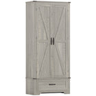 HOMCOM - Armoire de garde-manger style ferme - gris clair vieilli-Le style maison de ferme avec portes de grange rehausse la décoration de n'importe quelle pièce 