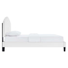 Modway - Daisy Performance Velvet Lit de plateforme complet, Blanc-Système de soutien en lattes de bois