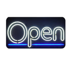 Futech - Enseigne ouverte à LED - 22 po L x 12 po H - Blanc/Bleu-Néon blanc avec soulignement bleu