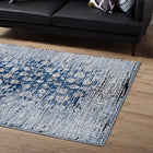 Modway - Chiara Treillis floraux vieillis contemporains Tapis de comédie 8 pi l x 10 pi L - Bleu marocain-Dessous en caoutchouc de prise