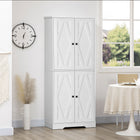 HOMCOM - Armoire de garde-manger de cuisine haute style ferme 71 po - blanc-Les étagères extra larges offrent beaucoup d'espace pour ranger la vaisselle, les casseroles, les poêles, les produits secs ou les appareils électroménagers 