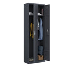 Ceha - Série RH, batterie de 2, casier 1 niveau avec aérations à persiennes, poignée encastrée - gris graphite-Porte-étiquette pratique sur la porte