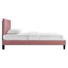 Modway - Garcelle Performance Velvet Lit de plateforme King, Rose poussiéreuse-Système de soutien en lattes de bois