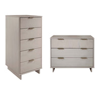 Manhattan Comfort - Granville commode moderne haute étroite et standard - gris clair - ensemble de 2-Commode de chambre moderne-contemporaine avec une touche de glamour comprenant une haute commode étroite et une commode standard