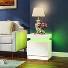 HOMCOM - Table de nuit avec lumières LED - blanc - lot de 2-Design élégant et moderne pour compléter n’importe quel décor 