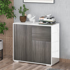 HOMCOM - Buffet latéral haute brillance 31,1 po L avec 2 tiroirs - gris et blanc-Convient pour le salon, la salle à manger et le bureau 