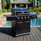 Kenmore - Barbecue au gaz à 4 brûleurs avec brûleur latéral de saisie - Noir/cuivré-Surface totale de cuisson : 593 po²