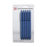 TRU RED - Stylos à encre gel rétractables à séchage rapide - 0,7 mm - Bleu - Paquet de 5-Encre noire à débit fluide qui permet une écriture large et nette