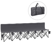 Outsunny - Chaise de camping pliante 6 places avec porte-gobelet et sac de transport pour le camping, gris foncé-Peut accueillir jusqu'à 6 personnes avec un dossier confortable