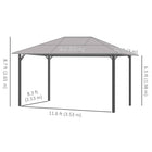 Outsunny - Tente de fête de patio abri de desserte de 10' x 13' - gris-Toit rigide en polycarbonate pour protéger l'intérieur du soleil ou des UV 