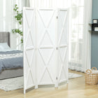 HOMCOM - Paravent autoportant 3 panneaux pour chambre et bureau - blanc-Bois massif de paulownia avec motifs en forme de X de style ferme pour plus de solidité et une touche rustique 
