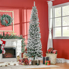 HOMCOM - Sapin de Noël artificiel forme crayon enneigé - mince-Arbre de Noël artificiel de 7,5 pieds de haut dans un style d'arbre réaliste 