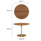 Modway - Pursuit 40 po Table à manger, Or du noyer-Plateau en MDF