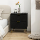 HOMCOM - Table de chevet avec rangement et pieds épingle dorés - noir-Surface peinte offrant un aspect lisse et un nettoyage facile 