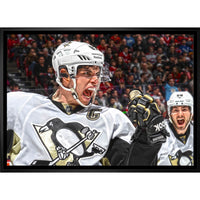 Sidney Crosby Pittsburgh Penguins Goal Celebration Close-Up sur toile - Toile encadree - 31" x 22"-Impression sur toile de qualité supérieure avec bordures enveloppées