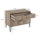 Manhattan Comfort - Dumbo table de chevet moderne 1 tiroir et commode 3 tiroirs - gris rustique - ensemble de 2-Poignées de tiroir horizontales glamour en métal avec finition dorée