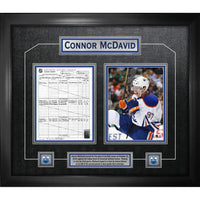 Connor McDavid Edmonton Oilers First Goal Scoresheet Collage - Impression encadree - 28" x 24"-Qualité supérieure - scoresheet framed