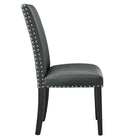 Modway - Parcel Restauration Imitation cuir Fauteuil d’appoint - Gris-Pieds en bois effilé teint noir