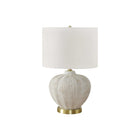 Monarch Specialties - Luminaire - 21 po H Lampe De Table - Abat-Jour Ivoire / Crème - Résine Crème - Transitionnel-Cette lampe de table à la mode et de style transitionnelle de 21 pouces de haut, à base en résine crème texturée reposant sur un pied en métal doré, à un grand abat-jour en tissu lin ivoire, et finie par une flamme dorée ronde, apporte un changement décoratif instantané à votre espace