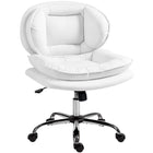 HOMCOM - Chaise de bureau large sans accoudoirs à roulettes croisées - blanc-Siège large sans accoudoirs avec un rembourrage en coton poupée à double épaisseur permettant de s’asseoir confortablement en tailleur 