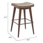 Zuo - Divat Tabouret de bar - Taupe/Noyer - Ensemble de 2-6