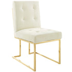 Modway - Privy Acier inoxydable doré Performance Velvet Chaise à manger - Ivoire d’or-Fauteuil à manger Glam Deco