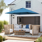 Outsunny - Parasol suspendu carré de patio 8 pi L x 8 pi l avec rotation à 360°, bleu marine-Toile de 8' x 8' (245 x 245 cm) offrant une ombre complète dans n'importe quel parc, jardin, terrasse, cour, plage, piscine ou autre espace extérieur  