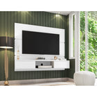 Manhattan Comfort - Centre de divertissement flottant Vernon 62,99 po style mid-century moderne - Blanc-Supports pour fixer la télévision sur panneau inclus