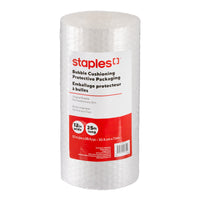 Staples − Rouleau d’emballage à bulles − 3/16 po d’épaisseur − 12 po x 25 pi − transparent-L’emballage à bulles fournit un rembourrage de protection idéal pour les articles de valeur ou délicats à expédier ou à entreposer