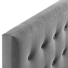 Modway - Emily Biscuit Touffé Performance Velvet Tête de lit complète, Gris-Rembourrage en mousse dense