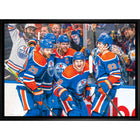 Edmonton Oilers Celebration - Toile encadree - 31" x 22"-Impression sur toile de qualité supérieure avec bordures enveloppées