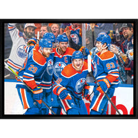 Edmonton Oilers Celebration - Toile encadree - 31" x 22"-Impression sur toile de qualité supérieure avec bordures enveloppées