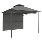 Outsunny - Pavillon de terrasse 10 pi l x 10 pi L - pavillon d’extérieur à double toit - gris foncé-Toit en polyester à double niveau UPF30+ pour la ventilation et la protection contre le soleil