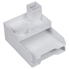 JAM Paper - JAM Paper - Ensemble d'organisateurs de bureau punaisables de luxe - 1 plateau supérieur, 2 plateaux à courrier et 1 porte-stylo - Blanc-Ensemble de bureau de luxe avec plateaux à papier empilables | Couleur blanche