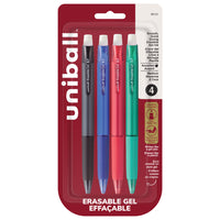 uni-ball - Stylos rétractables à gel effaçable - 0,7 mm - couleurs professionnelles - paquet de 4-Stylos gel