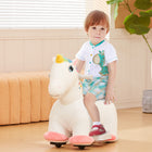 Qaba - Véhicule licorne 6V pour enfants avec musique avant - blanc-Housse douce et mousse épaisse pour une assise confortable 