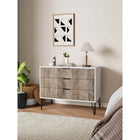 Manhattan Comfort - Dumbo commode moderne 35,19" - blanc et gris-Comprend 3 tiroirs à extension totale avec tiroir supérieur conçu avec des lignes nervurées texturées verticales