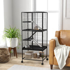 PawHut - Cage à 4 niveaux pour furets, rats, cochons d’Inde 24 po L x 18 po l x 53,5 po H - noir-Un plateau amovible combiné à un filet supérieur pour capturer facilement la saleté 