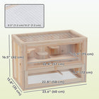 PawHut - Cage pour hamster 24 po, habitat à 2 niveaux pour petits animaux - bois naturel-Comprend une porte coulissante au fond pour un nettoyage facile 