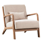 Ebello - Hertford Fauteuil d’appoint 26 po bois massif milieu de siècle avec coussin extra, beige-Coussins garnis de mousse haute densité