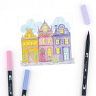 Tombow - Stylos à double pointe, couleurs pastel, paq./10-La pointe pinceau est conçue pour créer des traits fins, moyens ou épais