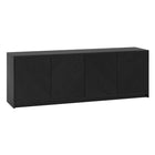 Hudson&Canal - Meuble TV Renad pour téléviseurs jusqu'à 78" - Grain noir-Comprend quatre portes avec armoires fermées et 4 étagères pour un grand espace de rangement
