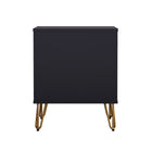 Manhattan Comfort - Table de chevet Avira 20" style milieu du siècle moderne à 2 tiroirs - Noir-Format compact idéal pour les chambres, les chambres d'amis ou les petits espaces