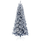 HOMCOM - Arbre de Noël artificiel de 7 pi avec branches floquées de neige-La couleur bleue et les branches enneigées imitent une scène extérieure hivernale 