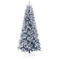 HOMCOM - Arbre de Noël artificiel de 7 pi avec branches floquées de neige-La couleur bleue et les branches enneigées imitent une scène extérieure hivernale 