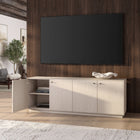 Hudson&Canal - Meuble TV rectangulaire Lillian pour téléviseurs jusqu'à 75 pouces, couleur aulne blanc-Dimensions du produit : 15,5" L x 68" l x 24" H